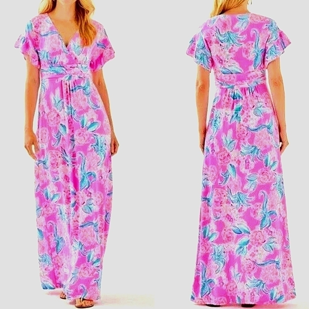 Lilly Pulitzer Jessi Maxi Dress in Prosecco Pink Pinking Positive. NWT - Picture 1 of 3